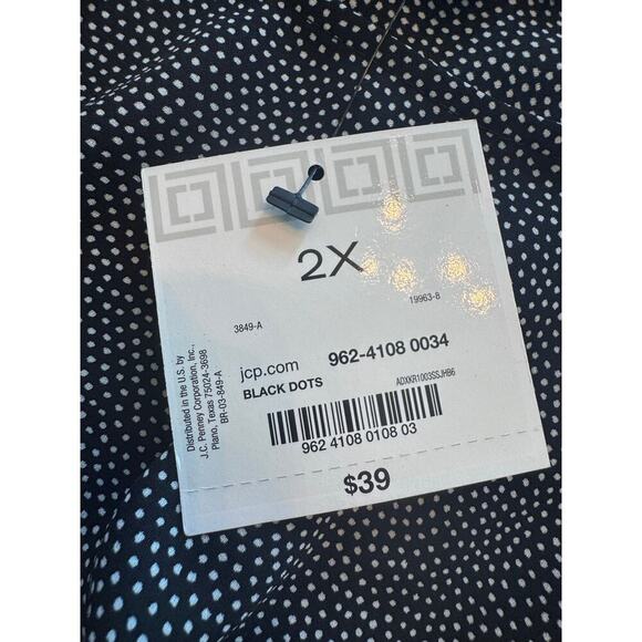 New LIZ CLAIBORNE Back White Polkadot Blouse‎ Ruffle Flutter Sleeve Plus Size 2X - Picture 6 of 10